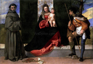  Titian Madonna and Child with Sts Anthony of Padua and Roch - Art Print