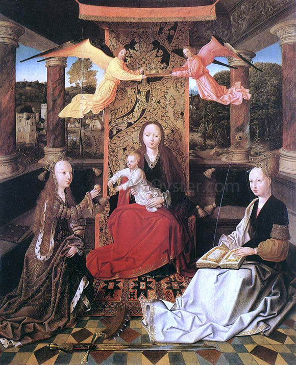  Master of Hoogstraeten Madonna and Child with Sts Catherine and Barbara - Art Print