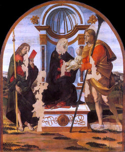  Bartolomeo della Gatta Madonna and Child with Sts James and Christopher - Art Print