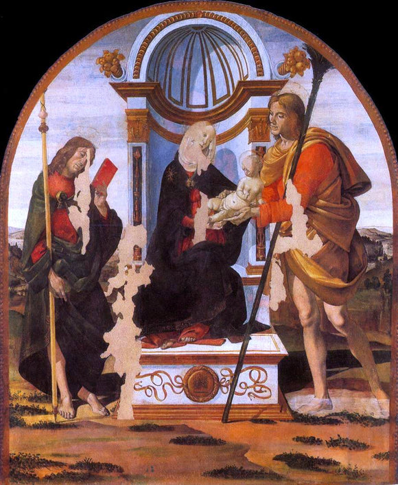  Bartolomeo della Gatta Madonna and Child with Sts James and Christopher - Art Print