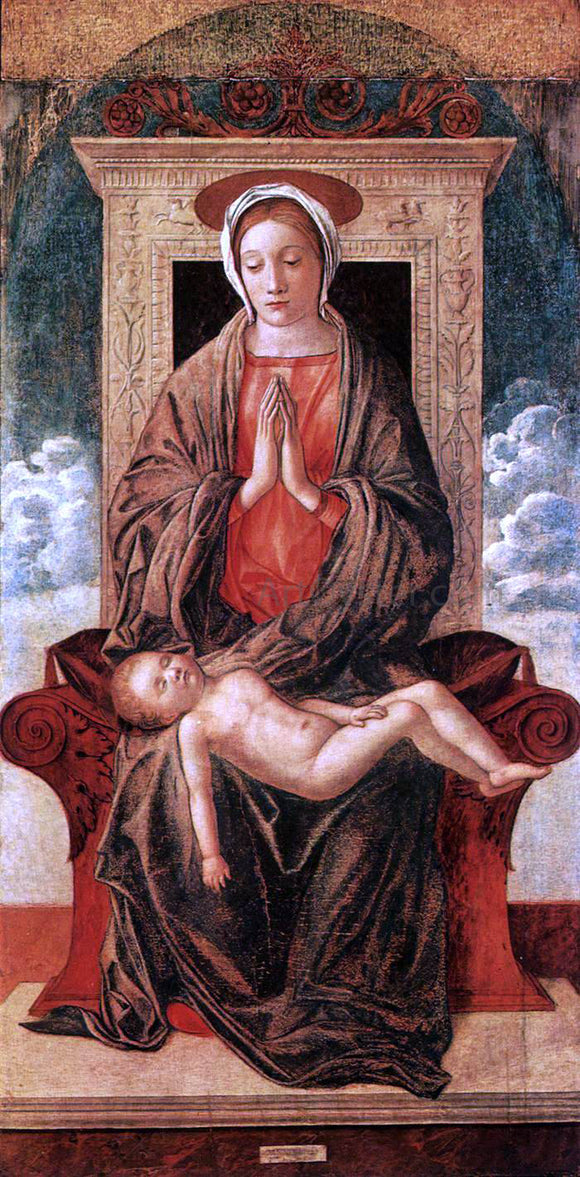  Giovanni Bellini Madonna Enthroned Adoring the Sleeping Child - Art Print
