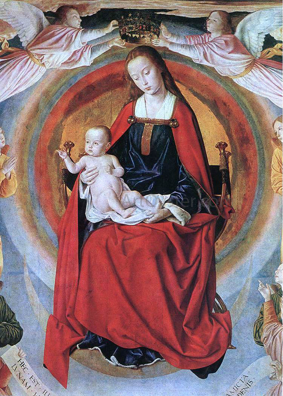  Master of Moulins Madonna Enthroned with Saints (detail) - Art Print