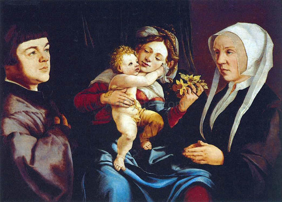  Jan Van Scorel Madonna of the Daffodils with the Child and Donors - Art Print