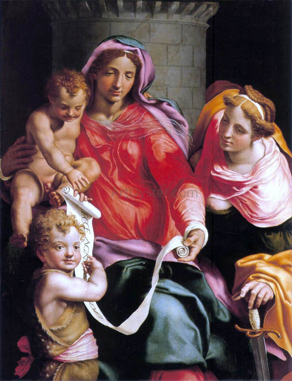  Daniele Da volterra Madonna with Child, Sts Giovannino and Barbara - Art Print