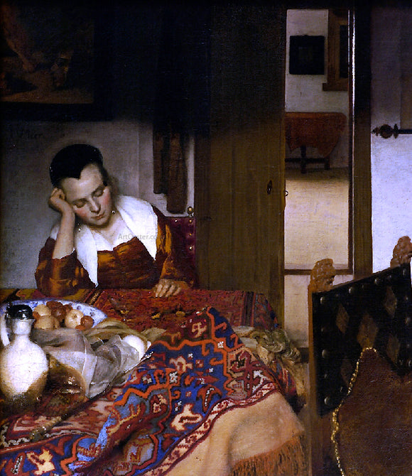  Johannes Vermeer Maid Asleep at a Table - Art Print