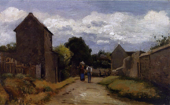  Camille Pissarro Male and Female Peasants on a Path Crossing the Countryside - Art Print