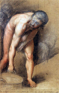  Federico Fiori Barocci Male Figure Stooping to Lift a Cauldron - Art Print