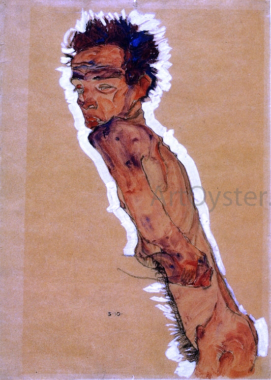  Egon Schiele Male Nude in Profile Facing Left (also known as Self Portrait) - Art Print