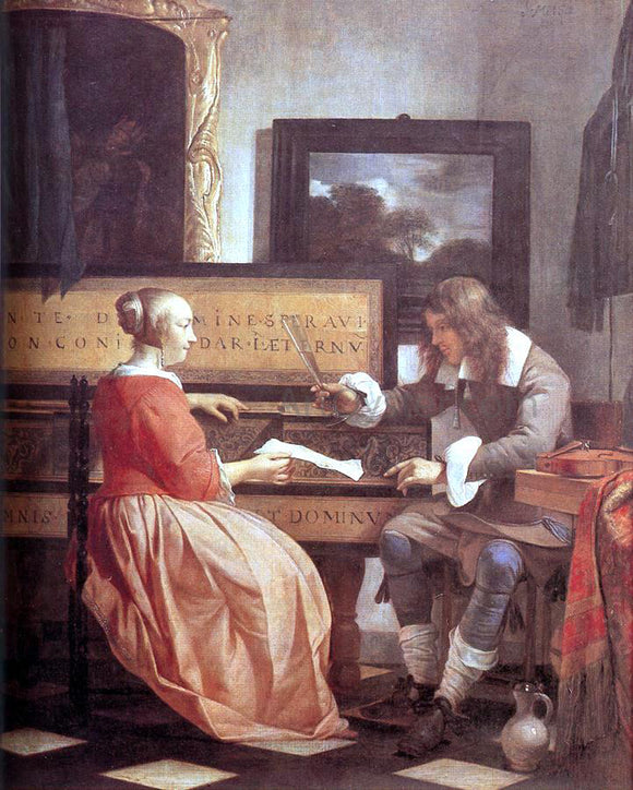  Gabriel Metsu Man and Woman Sitting at the Virginal - Art Print