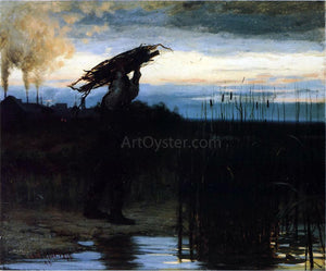 William Gilbert Gaul Man Carrying Sticks at Dusk - Art Print