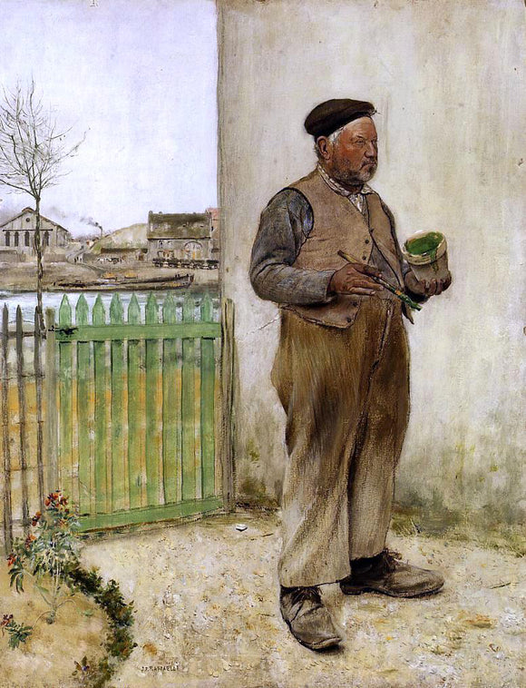  Jean-Francois Raffaelli Man Having Just Painted His Fence - Art Print