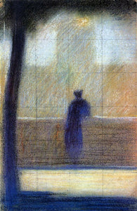  Georges Seurat Man Leaning on a Parapet - Art Print