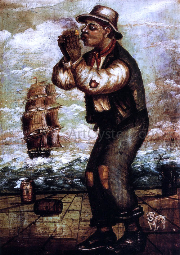  William Aiken Walker Man on Dock LIghting Pipe - Art Print