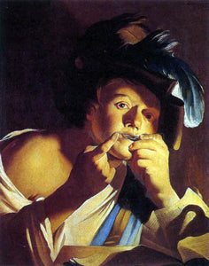 Dirck Van Baburen Man Playing a Jew's Harp - Art Print