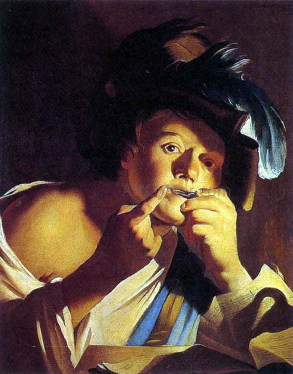  Dirck Van Baburen Man Playing a Jew's Harp - Art Print