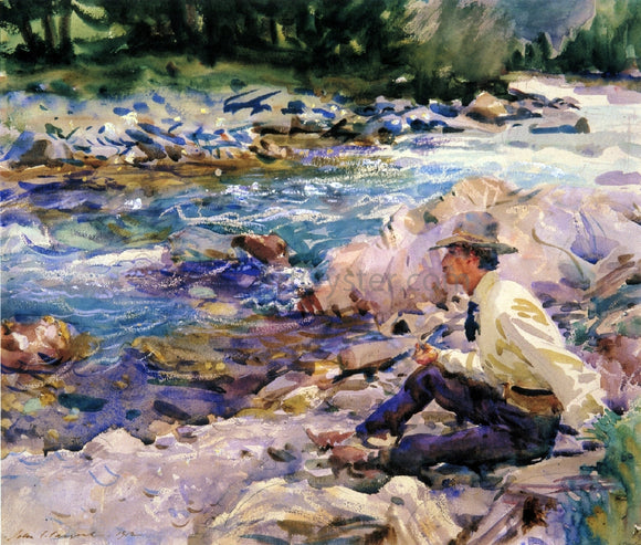  John Singer Sargent Man Seated by a Stream - Art Print