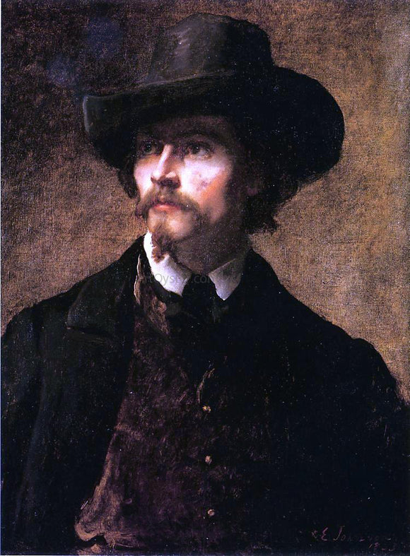  Eastman Johnson Man with a Hat (also known as Self Portrait) - Art Print