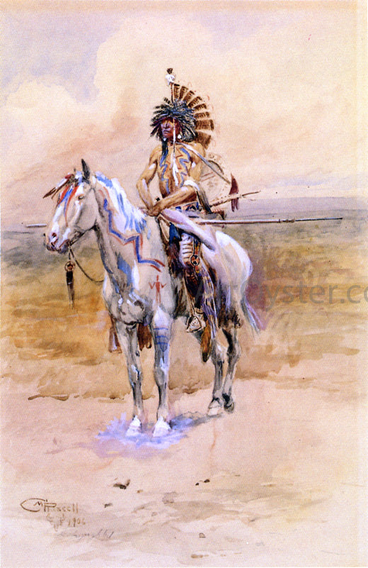  Charles Marion Russell Mandan Warrior - Art Print