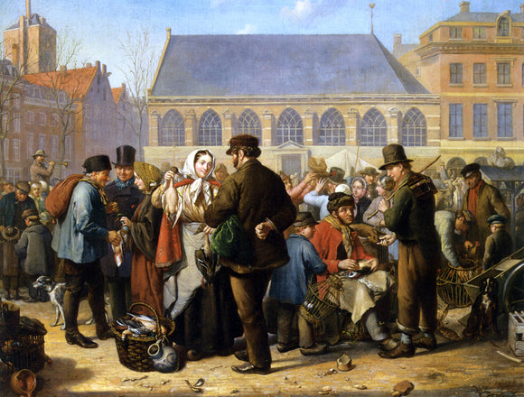  Jacob Akkersdijk Many Figures on the Nieuwe Markt in Rotterdam - Art Print