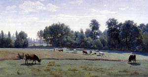  Jean-Baptiste-Camille Corot Marcoussis - Cows Grazing - Art Print