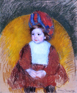  Mary Cassatt Margot in a Dark Red Costume Seated on a Round Backed Chair - Art Print