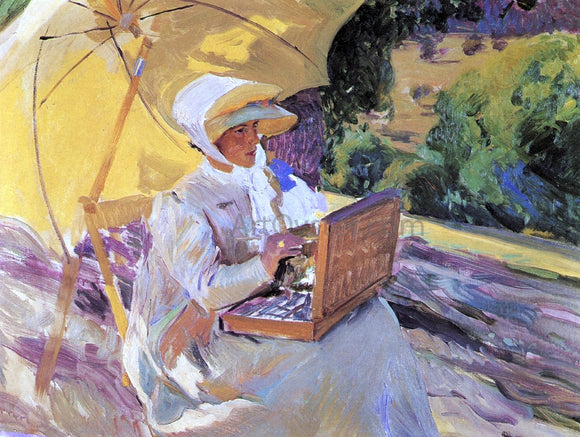  Joaquin Sorolla Y Bastida Maria Painting in El Pardo - Art Print