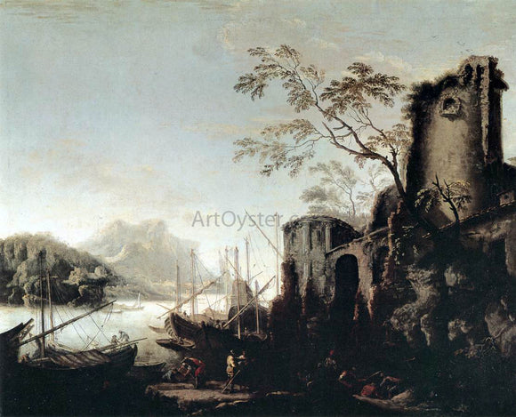  Salvator Rosa Marine Landscape with Towers - Art Print