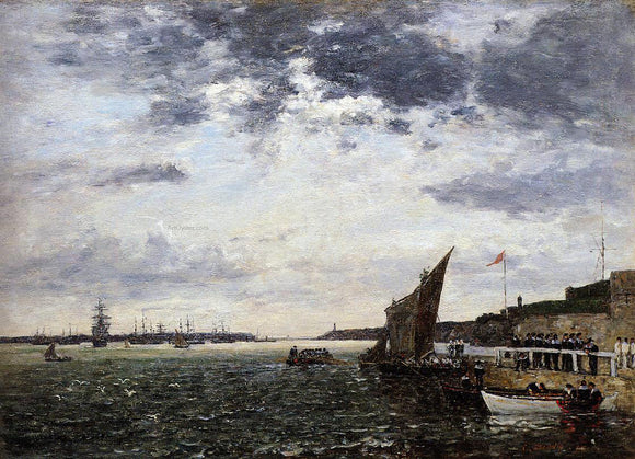  Eugene-Louis Boudin Marines Landing in Brest Harbor - Art Print