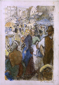  Camille Pissarro Market at Gisors, Rue Cappeville - Art Print