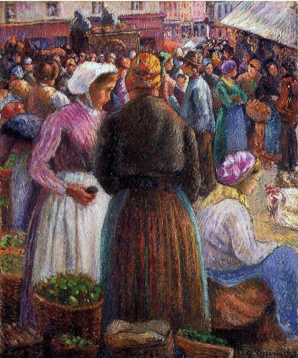  Camille Pissarro Market at Pontoise - Art Print