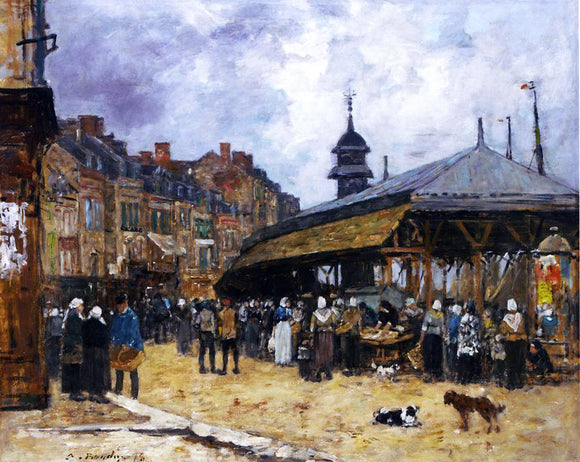  Eugene-Louis Boudin Market at Trouville - Art Print