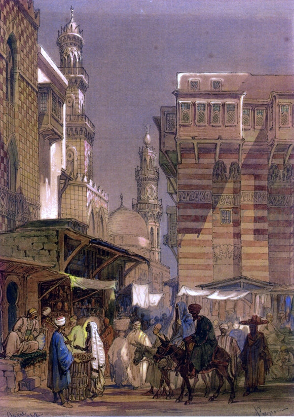  Count Amadeo Preziosi Market Day on the Mu'izz id-Din li-Lah, Old Cairo - Art Print