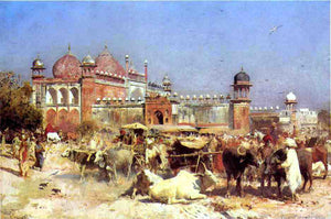  Edwin Lord Weeks Market Place at Agra - Art Print