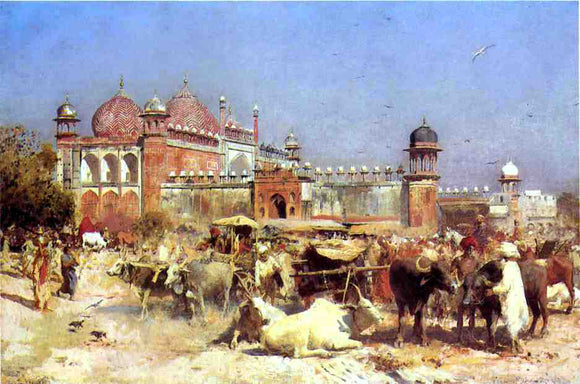  Edwin Lord Weeks Market Place at Agra - Art Print