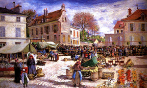  Ludovic Piette Market Place at Pontoise - Art Print