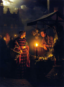  Petrus Van Schendel Market Place by Candlelight - Art Print