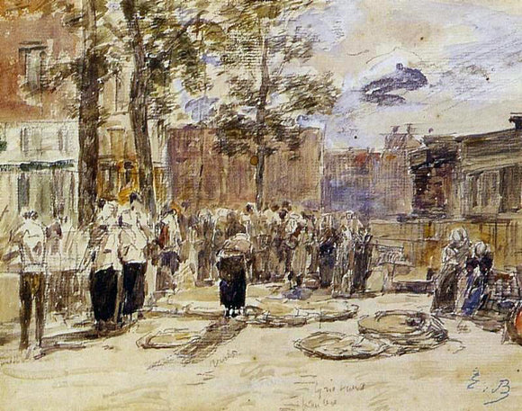  Eugene-Louis Boudin Market Scene - Art Print