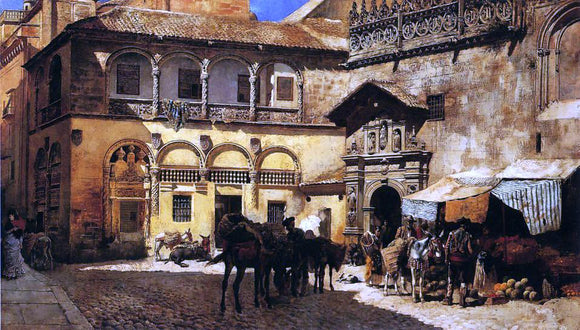  Edwin Lord Weeks Market Square in Front of the Sacristy and Doorway of the Cathedral, Granada - Art Print