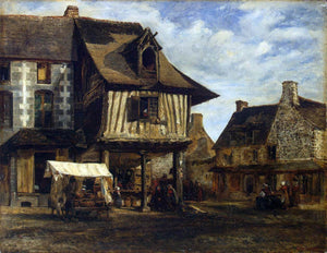  Theodore Rousseau Market-Place in Normandy - Art Print