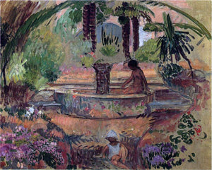  Henri Lebasque Marthe and Pierre at a Fountain in Saint Maxime - Art Print