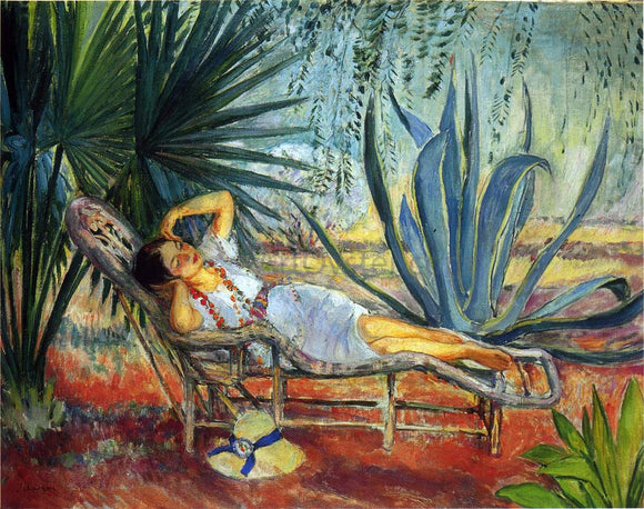 Henri Lebasque Marthe in a Lounge at St Tropez - Art Print