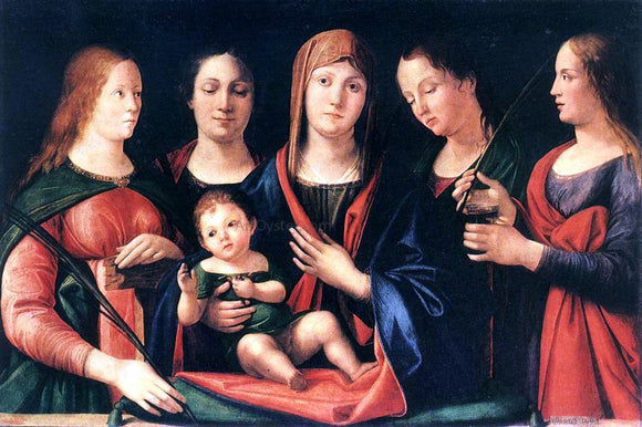  Alvise Vivarini Mary and Child with Sts Mary Magdalene and Catherine - Art Print