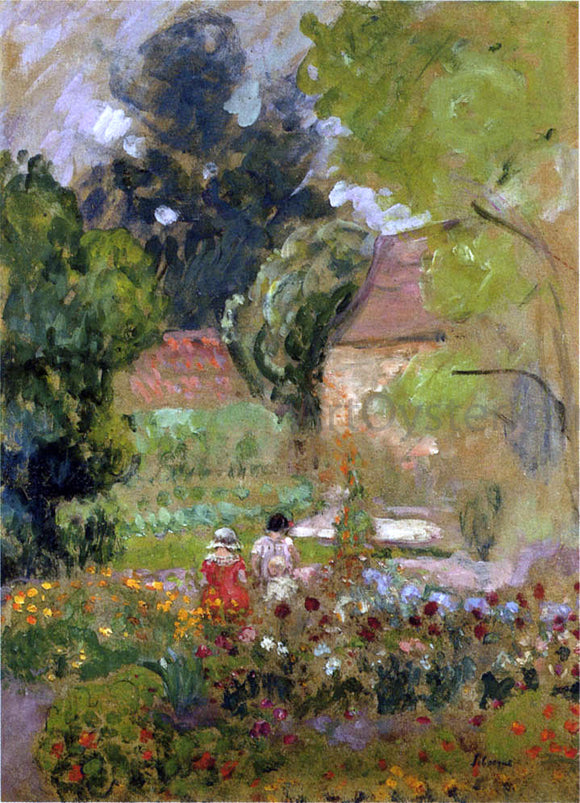  Henri Lebasque Mathe and Nono in the Garden - Art Print