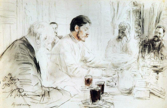  Ilia Efimovich Repin Maxim Gorky Reading in The Penates his Drama Children of the Sun - Art Print