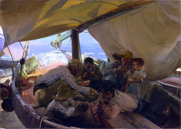  Joaquin Sorolla Y Bastida Meal on the Boat - Art Print