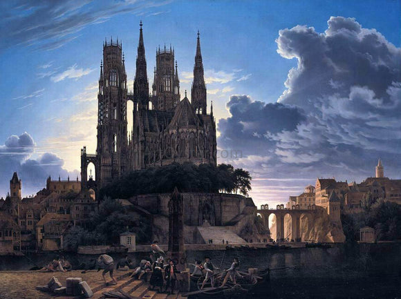  Karl Friedrich Schinkel Medieval Town by Water - Art Print