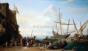  Adrien Manglard Mediterranean Harbour Scene - Art Print