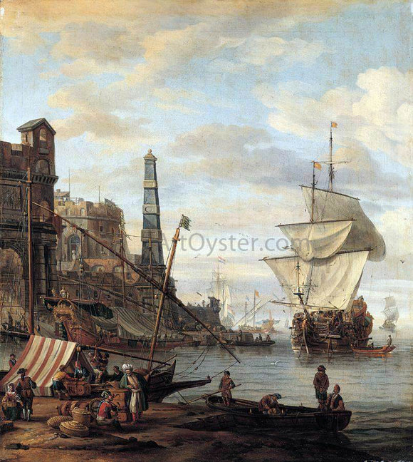  Abraham Storck Mediterranean Harbour Scene - Art Print