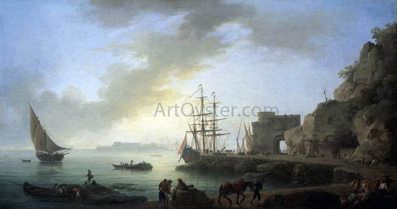  Claude-Joseph Vernet Mediterranean Port at Dawn - Art Print
