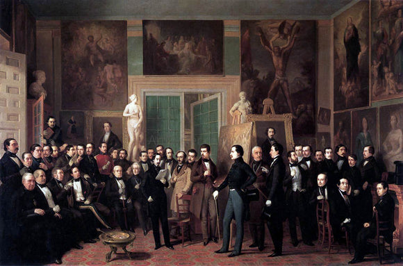  Antonio Maria Esquivel Suarez De Urbina Meeting of Poets in the Artist's Studio - Art Print